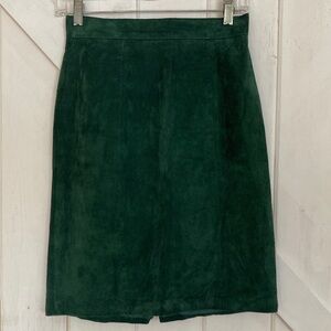 Vintage Green Suede Pencil Skirt XS